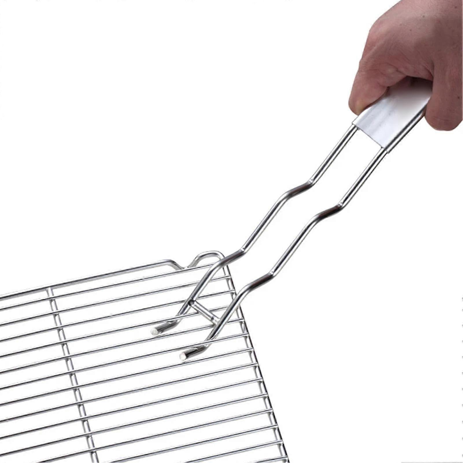BBQ Net Clip Stainless Steel Grill Grate Clip Grill Net Fork Screwdriver Tool