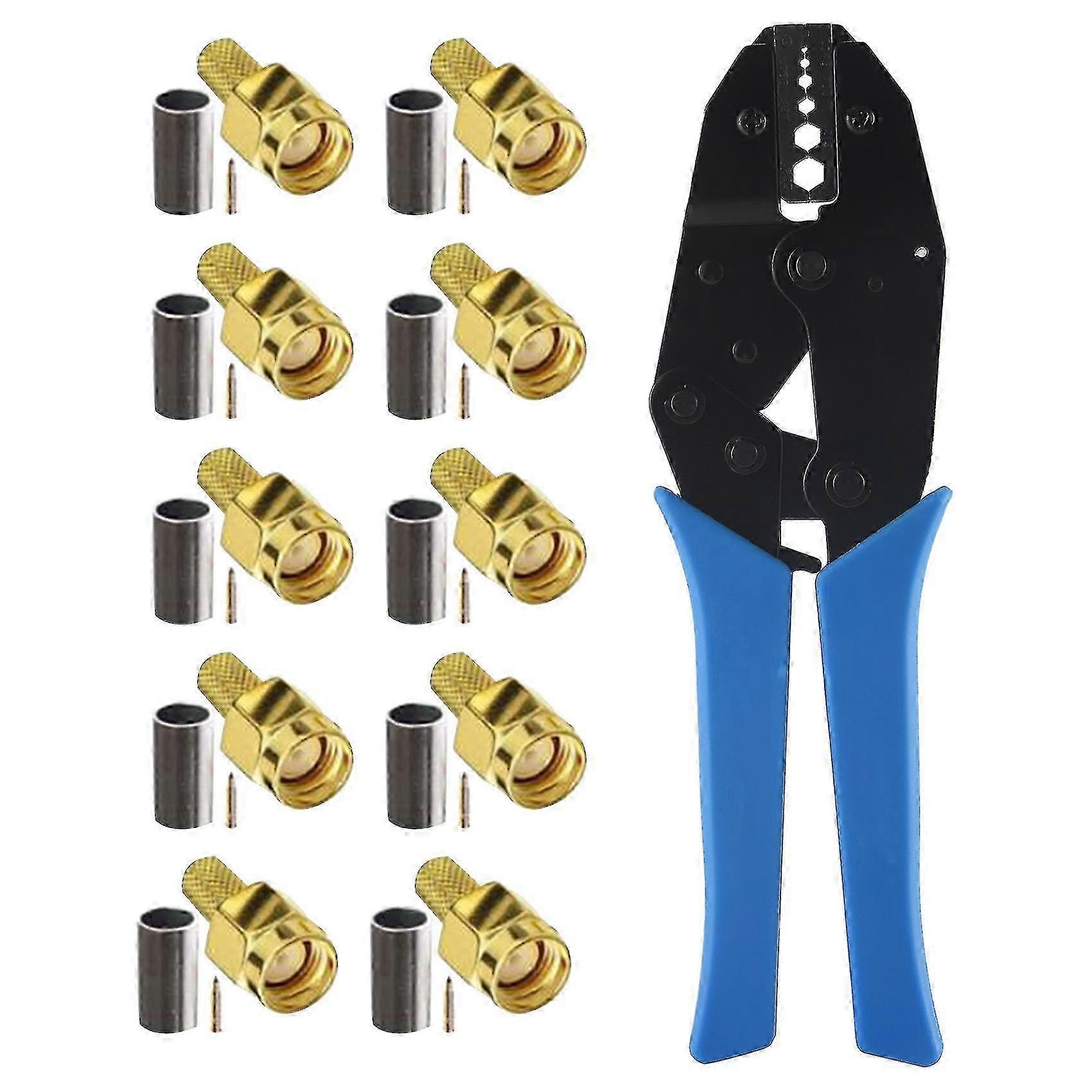10pcs SMA Male and Coaxial Cable Crimping Tool for RG58 Cable Suitable for WiFi Antenna Extension