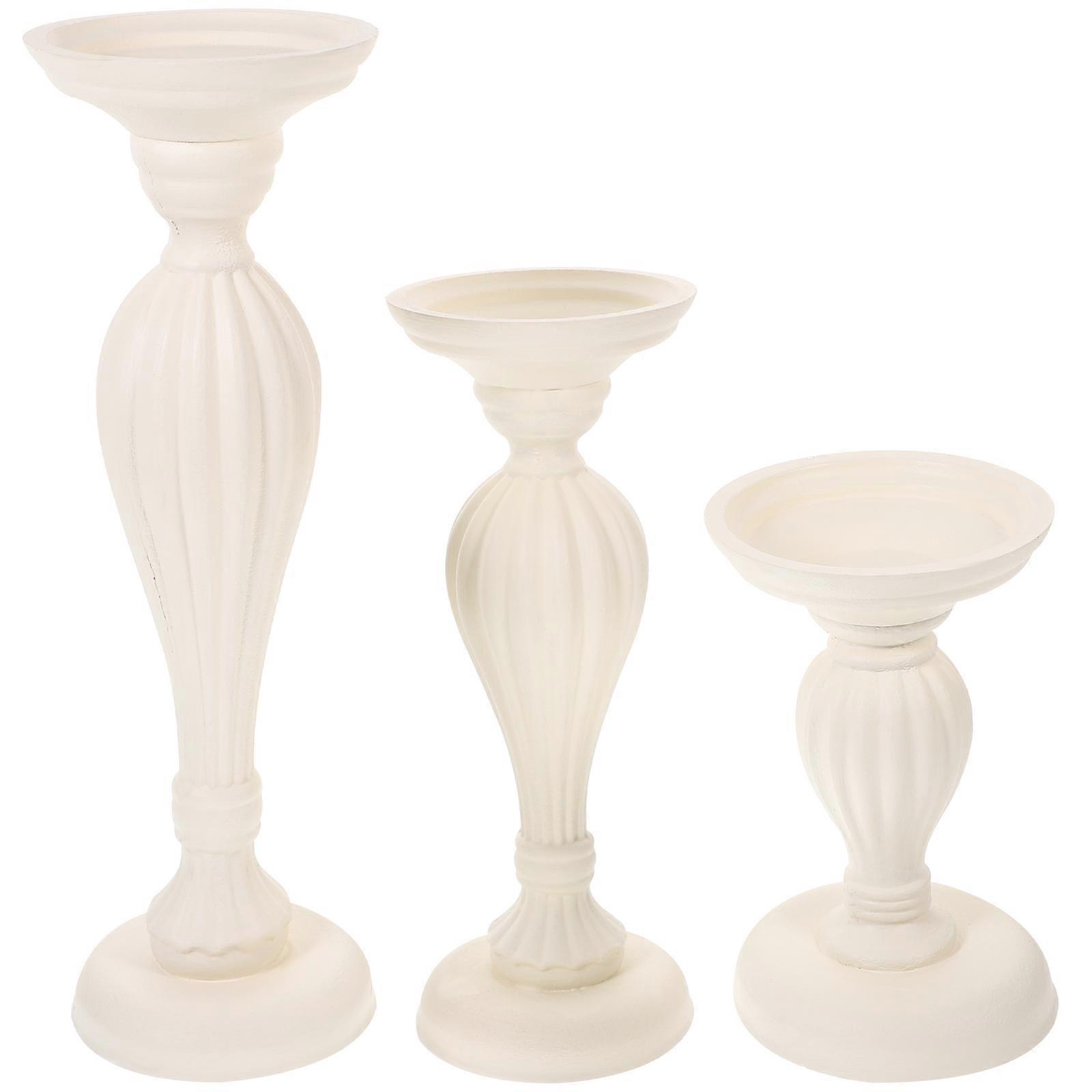 Creative Candlestick Holder Vintage Shape Rustic Style Home Ornament 10.5X10.5X28CM 3Pcs