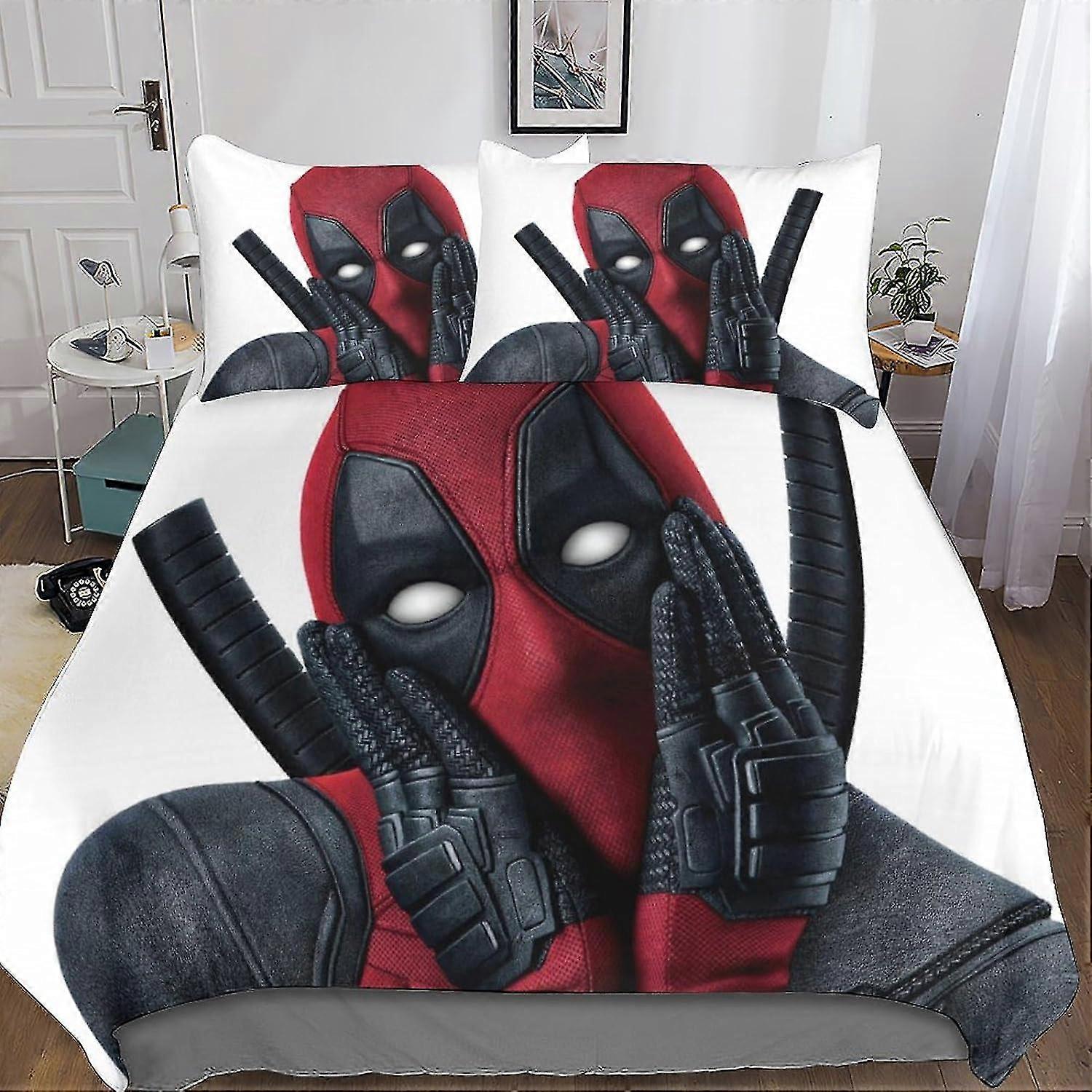 Superhero Duvet Cover Set, 3D Bedding with Pillowcases, for Soft Microfiber Quilt Cover with Zipper Closure, 3 Pieces, Double