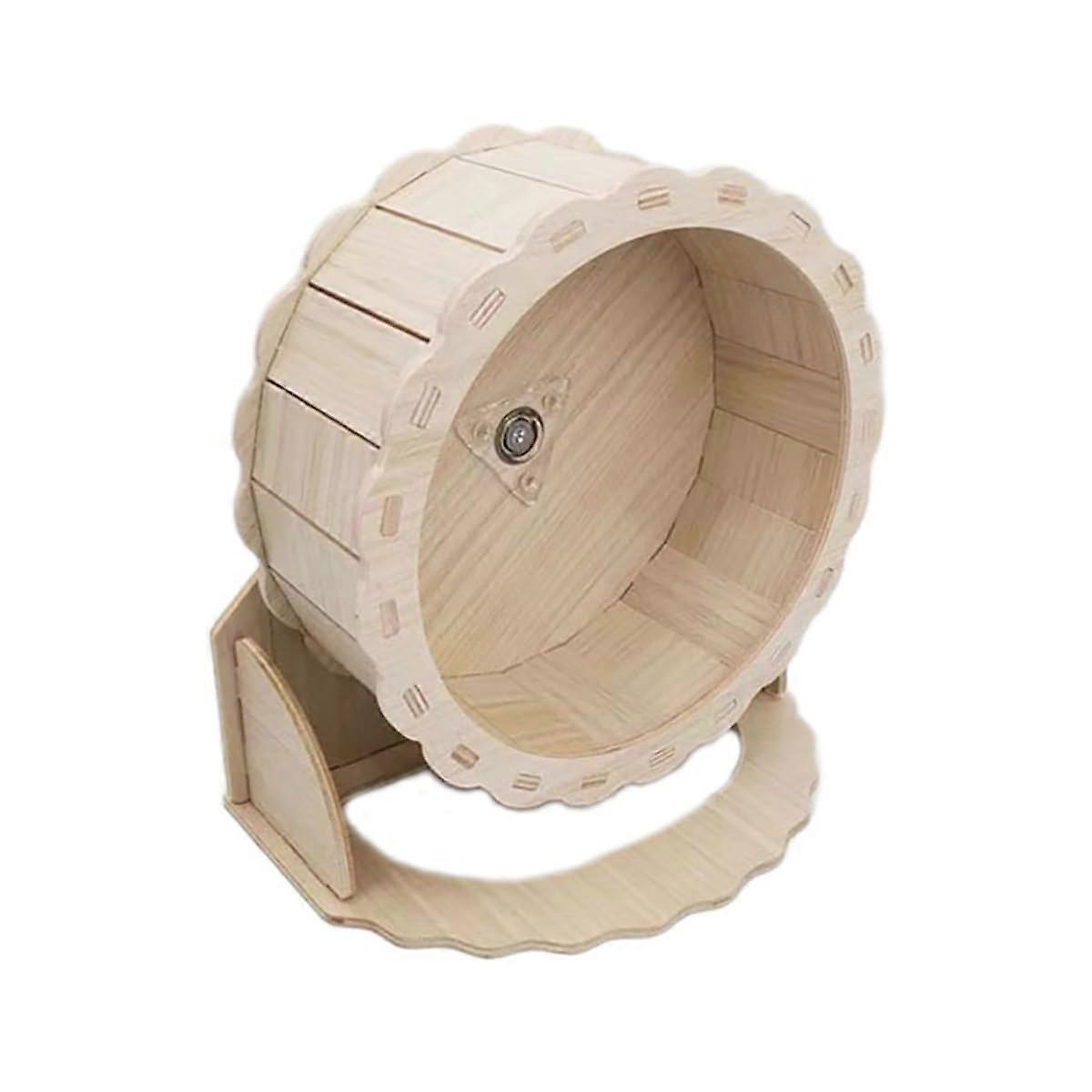Hamster wheel, wooden running wheel for pets, quiet, with heightadjustable base, fun running wheel for pets, for hamsters, gerbils, mice, chinchillas