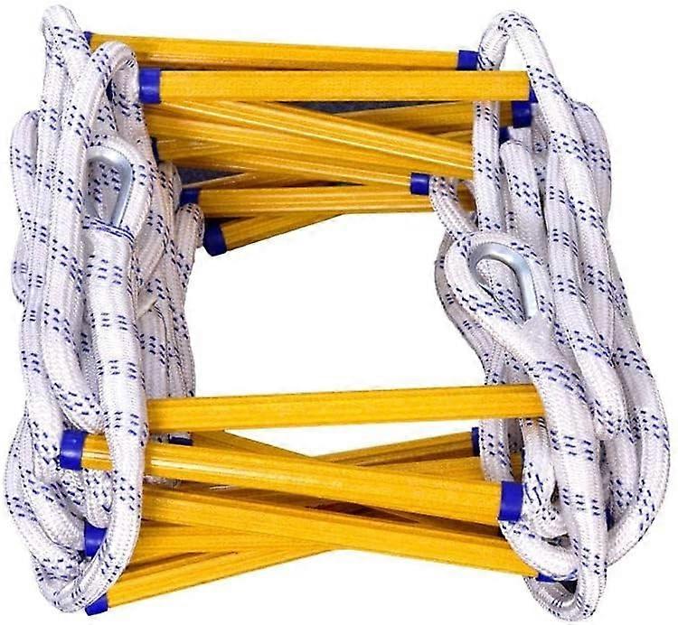 Fluchtseilleiter 5m, Weiche Strickleiter für Feuertraining und Selbstrettung, Rutschfeste Harzleiter mit 2 Ringhaken
