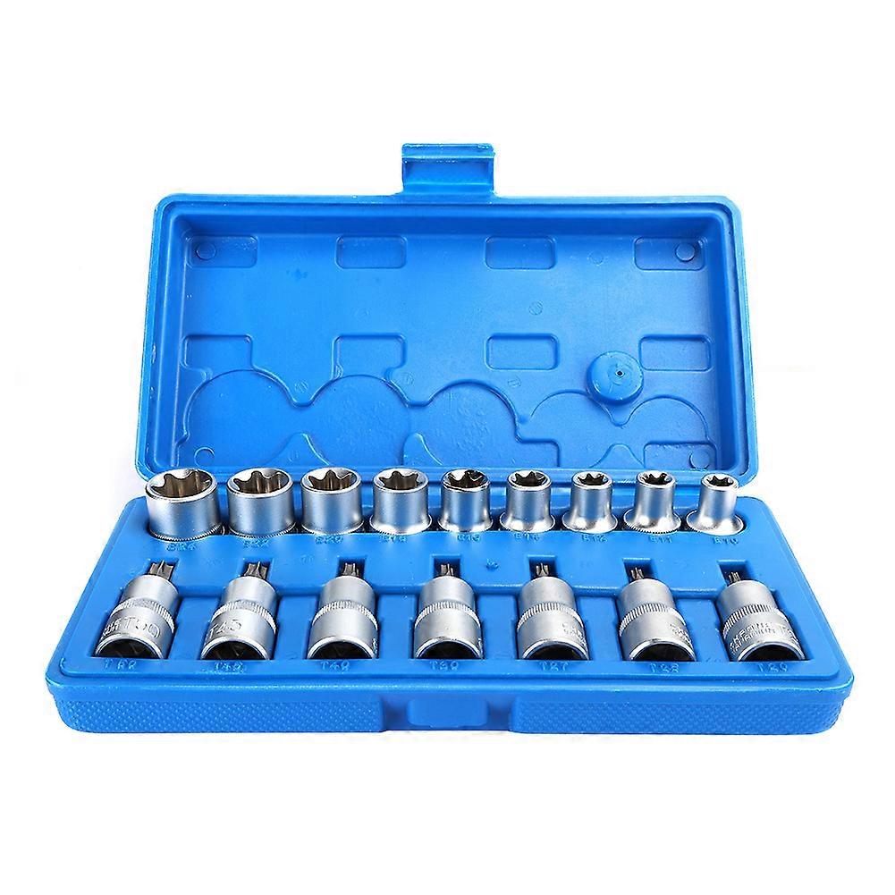 16Pcs 1/2In star bit set for repair tools with E type female