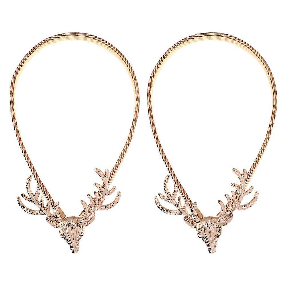 Curtain Holdback Spring Design Elk Shape Golden Color 38.5x2CM For Curtains 2Pcs