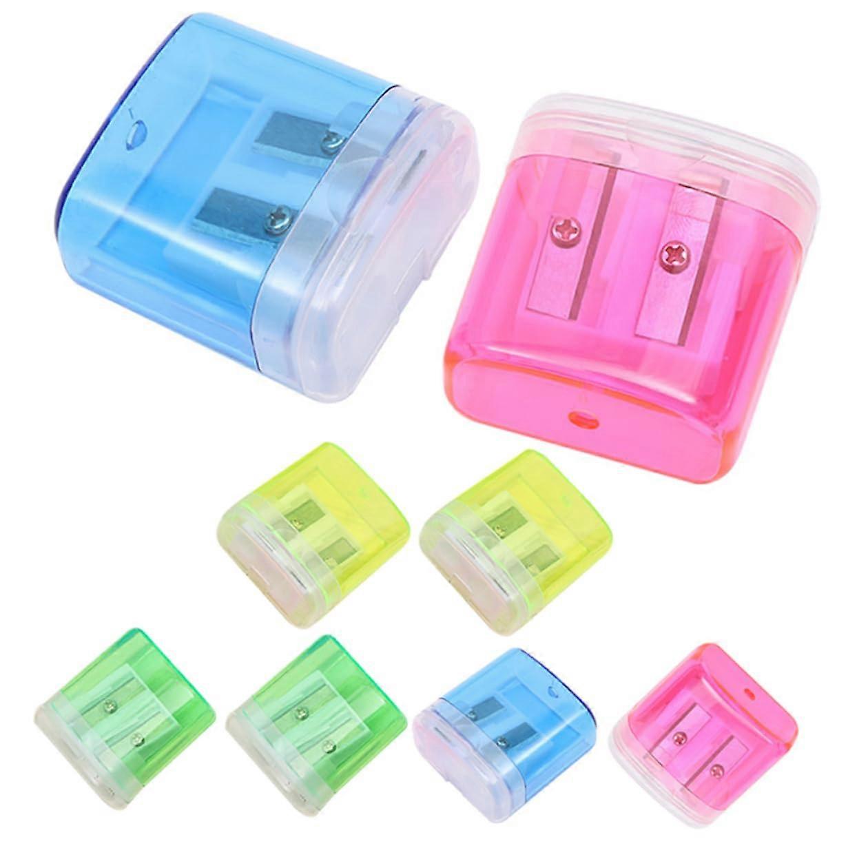 8-Piece Manual Double Sharpener with Transparent Container for School and Office Use, Durable Pencil Sharpener Set