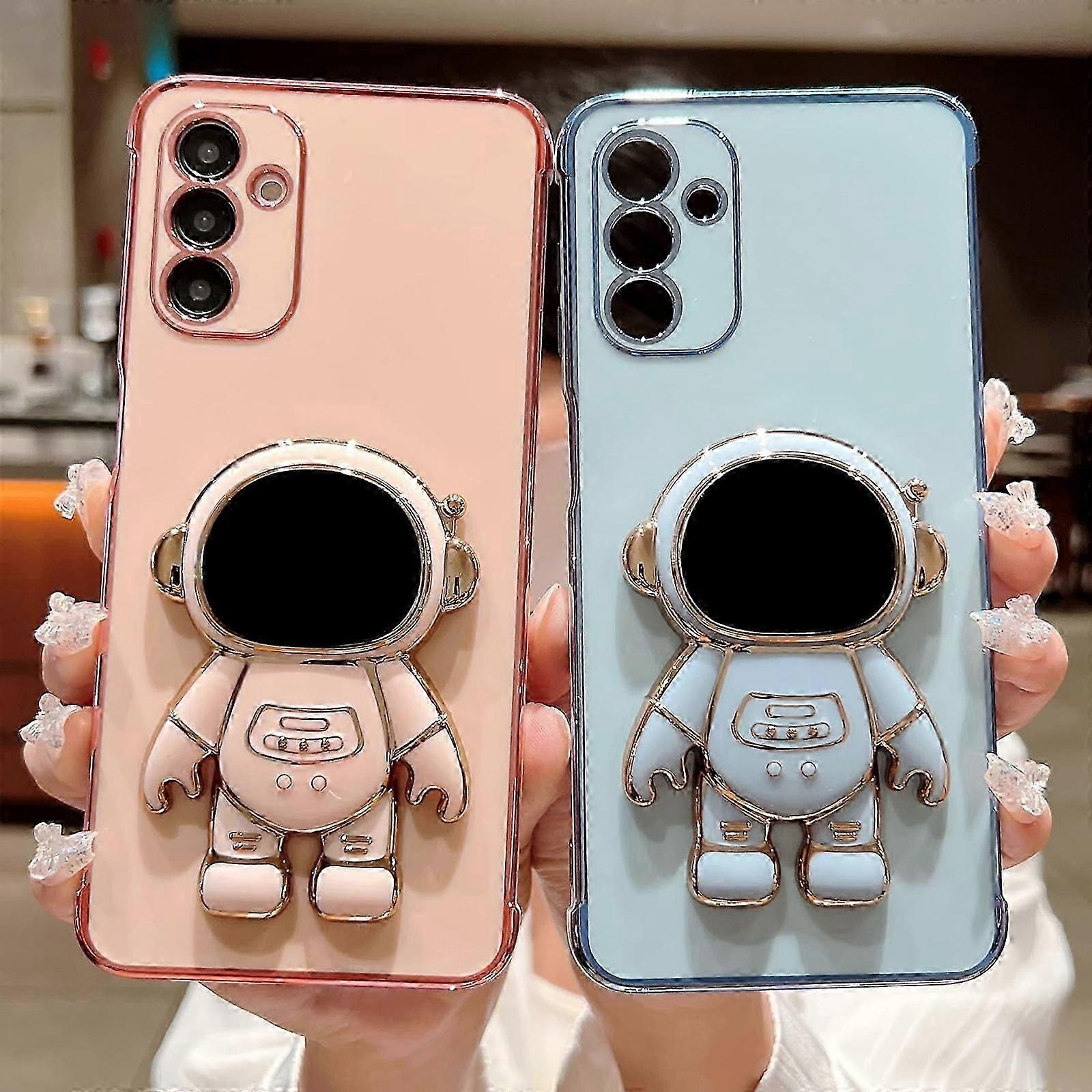 for Samsung Galaxy A55 5G Phone Case with 6D Plating Astronaut Hidden Stand, Camera Protector, Shockproof Bumper, Electroplate Luxury Elegant Cover