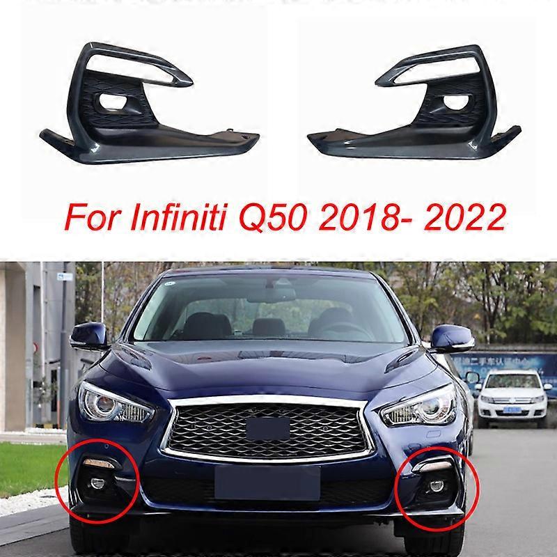 Front Bumper Fog Light Cover For Infiniti Q50 2018 - 2022 Sport Air Vent Intake Grill Fog lamp Bezel Frame Body Trim Kits