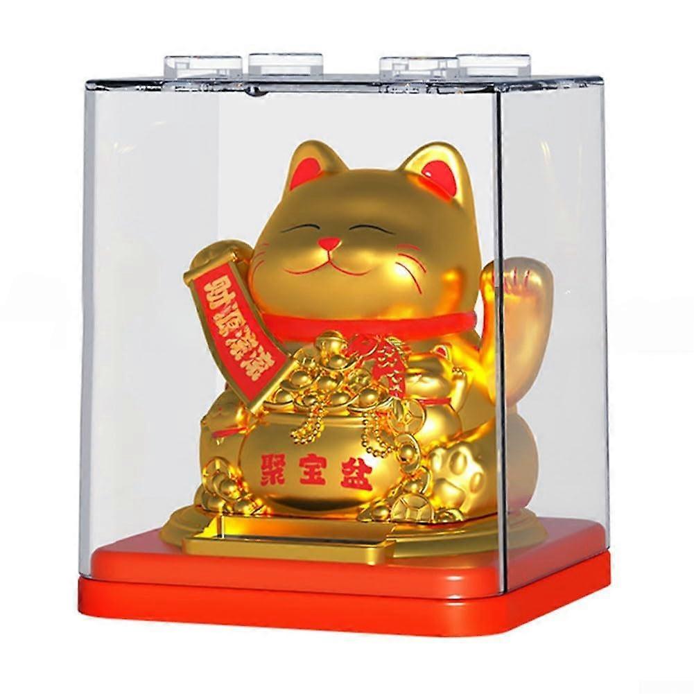 Solar Powered Cat Decoration for Home and Office 12-Inch Vivid Moving Ornament in Colorful Design