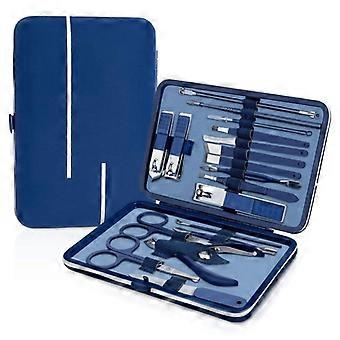Manikyr Set Dekoration Fot Set Nagelklippare Professionell Skönhet Set Manikyr Verktyg 18 i 1 med resväska för män och kvinnor Blå (18 i 1)