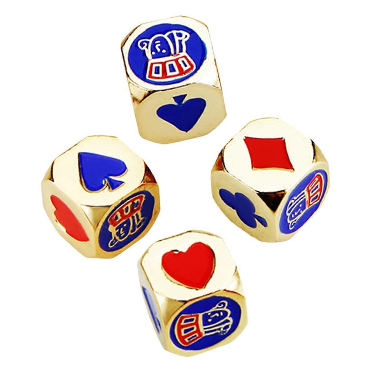 4Piece Poker Dice Set in Metal for Halloween, Birthday Parties, and Weddings – Lightweight and Portable for Games with Friends