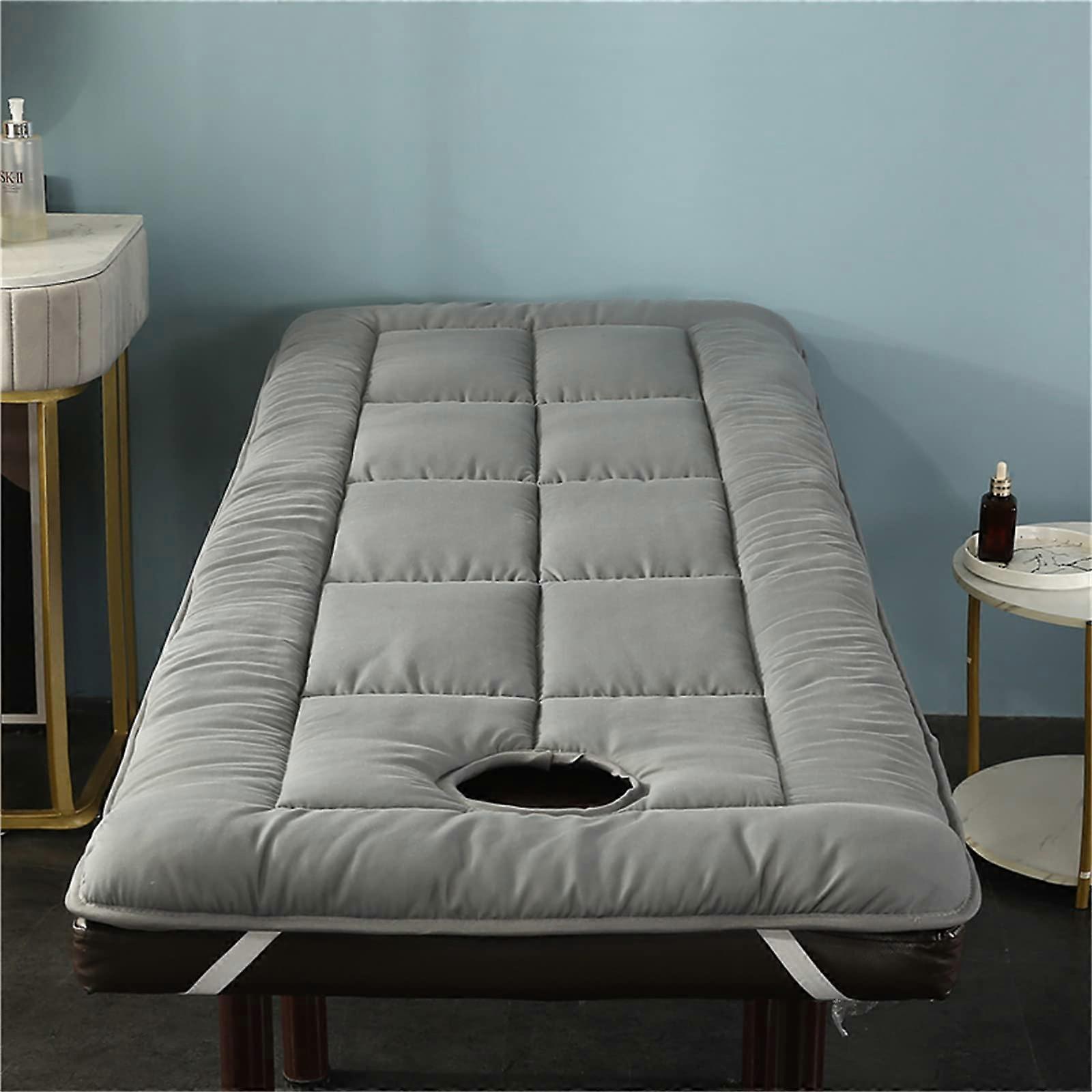 Spa Massage Table Topper and Face Cradle Set, 75 x 31.5 Inches Thick Foam Mattress with Holes, Soft Headrest Cover