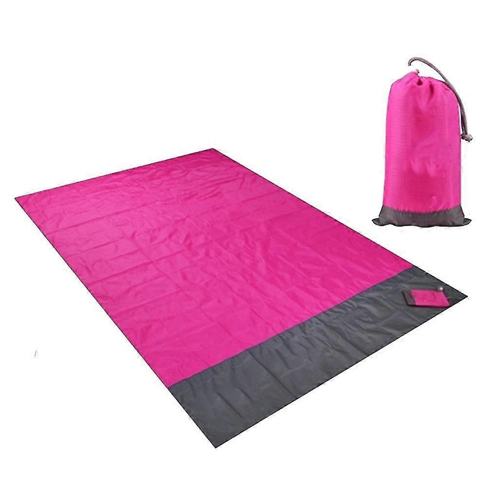 Beach Blanket Waterproof Pocket Picnic Sheet Mat Quick Drying Rug Pink