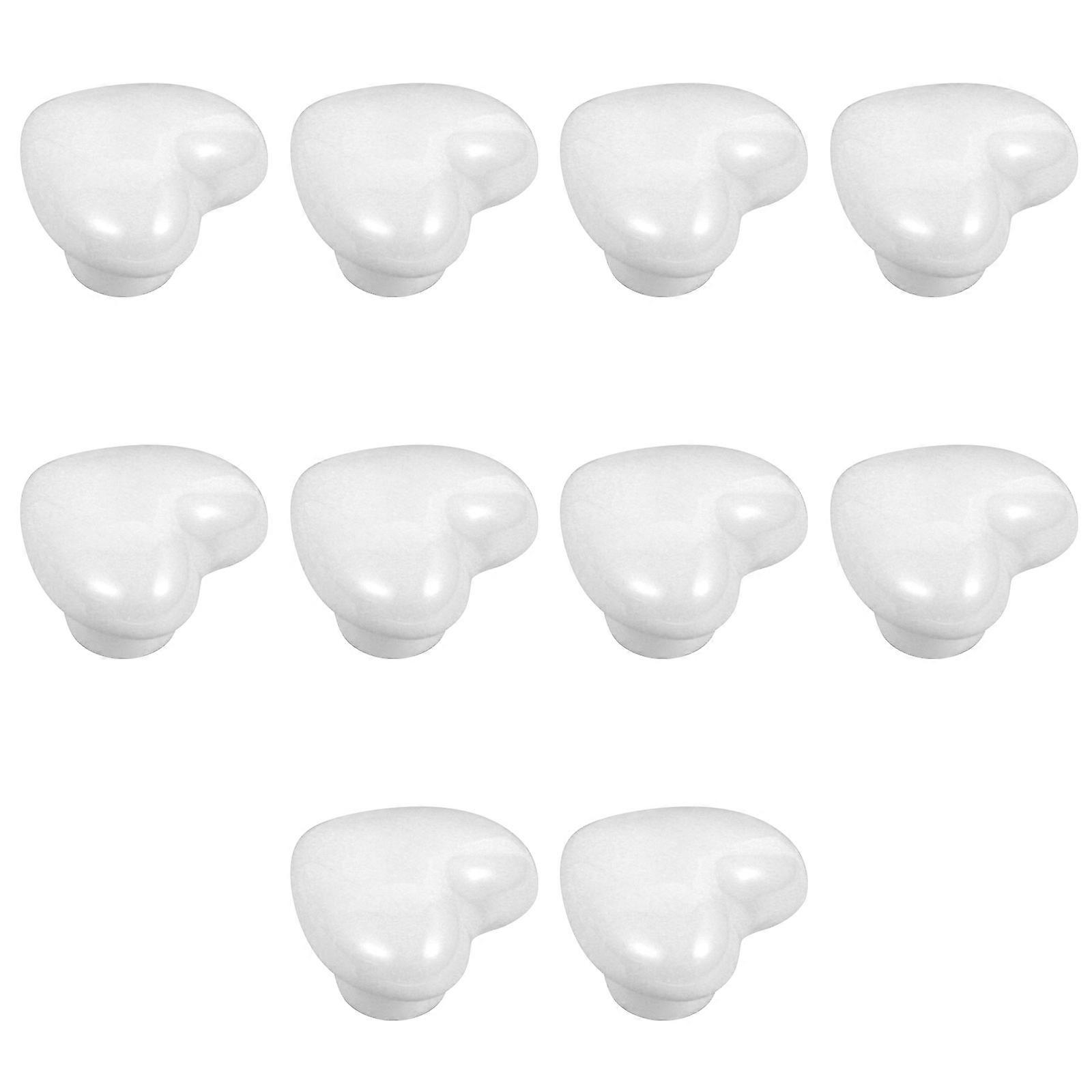 Elegant Heart Shape Ceramic Drawer Handles Decorative Wardrobe Pulls for Nursery, Cupboard & Furniture White Home Ornaments Set of 10