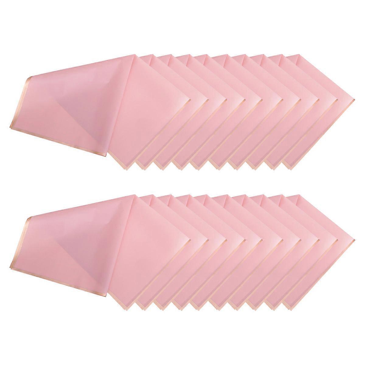 Pink PP Wrapping Papers with Golden Border for Decoration Waterproof and Durable 20 Pieces