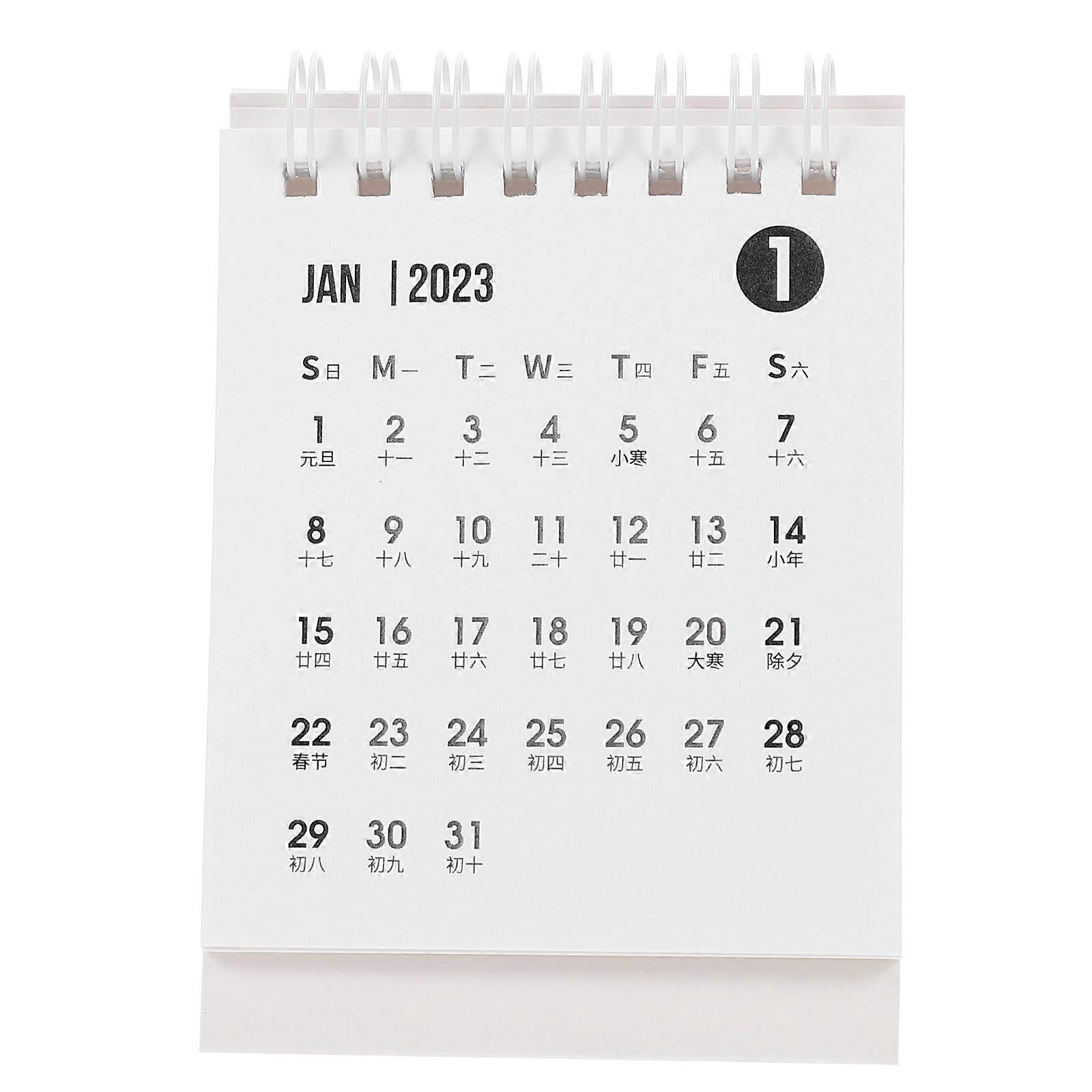 Decorative Mini Desk Calendar with Workmanship and Clear Printing for Desk Decor White Paper