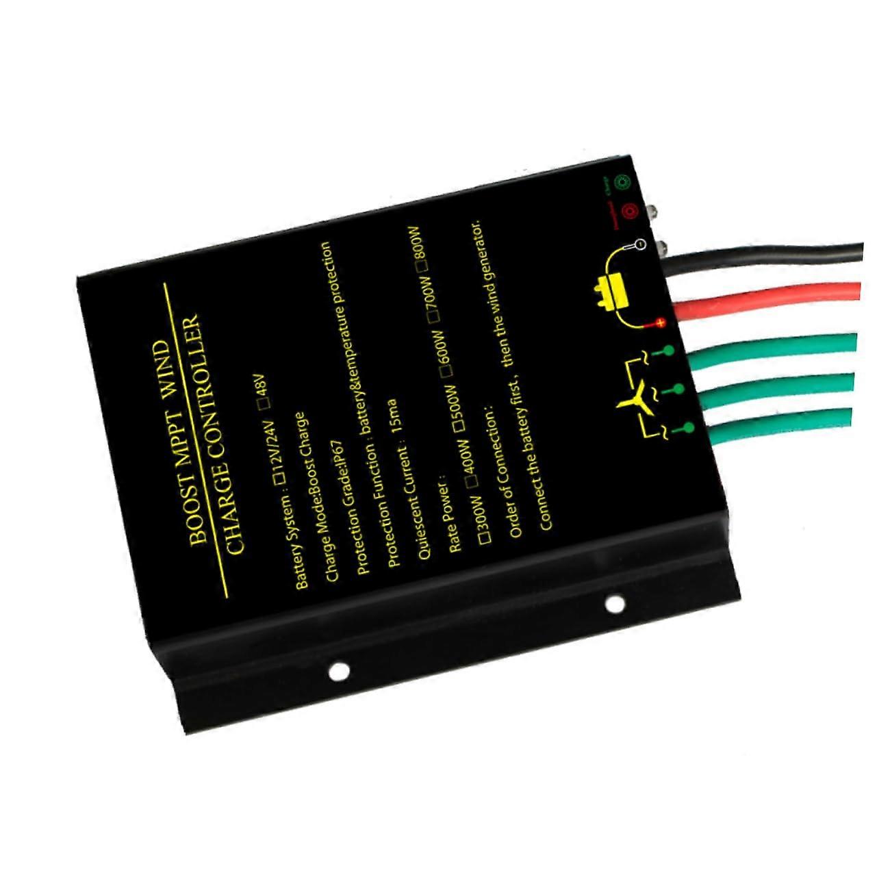Waterproof Wind Turbine Controller MPPT Charge Controller for 12V/24V Wind Generators Black Adjustable Voltage Regulator