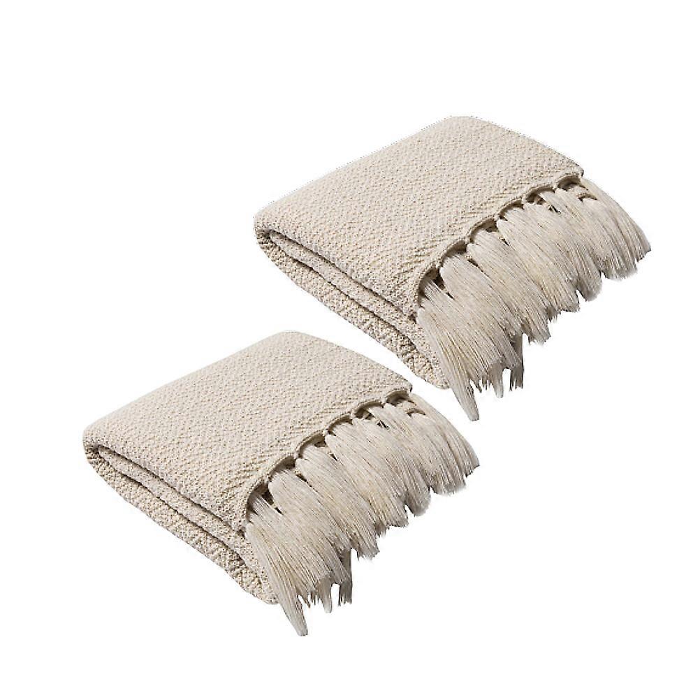 Crochet Sleeping Cover Simple Design Rectangular Blanket Beige 130x160cm Warmth for Travel 1Set