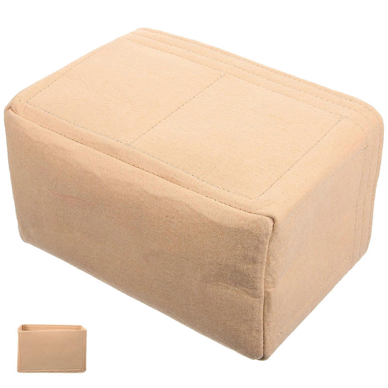 Felt Makeup Bag Insert Organizer for Storage Use with Handbag Liner Beige
