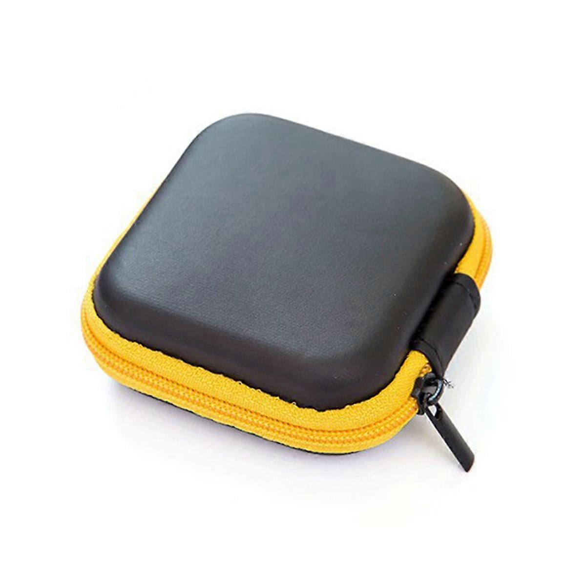Étui de rangement pour casque en tissu EVA jaune avec sac en filet pour voyage et extérieur 3,5 « x2,5 » .5 »