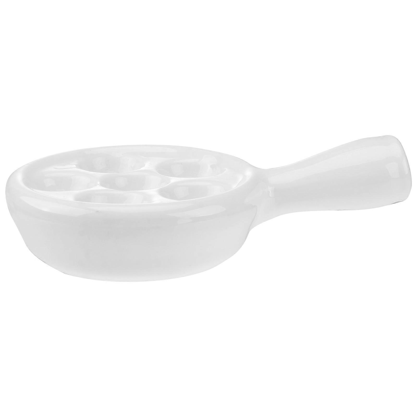 White Ceramic Escargot Baking Dish for Kitchen Use High Temperature Resistant Design 1Pc