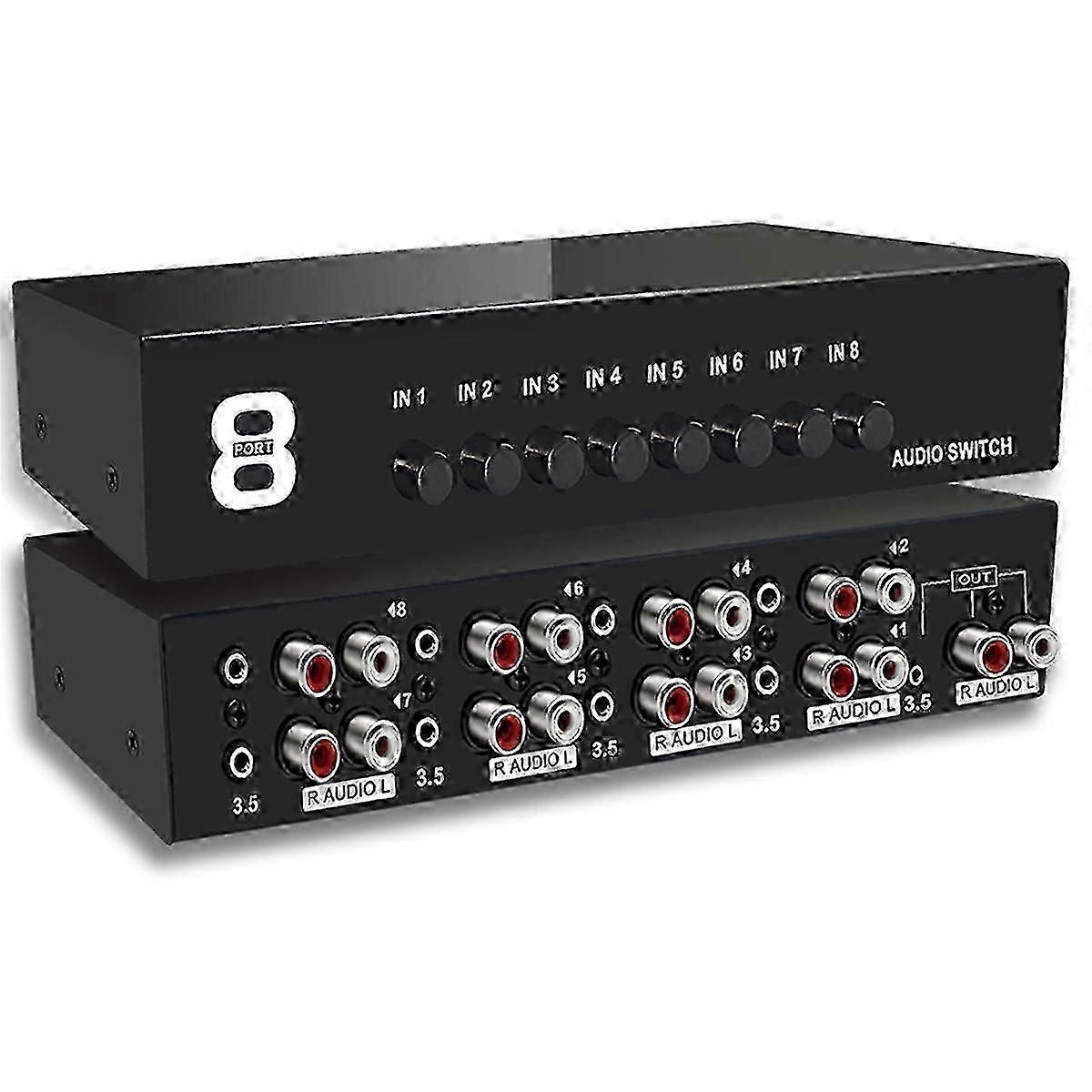 3.5mm Aux + L/R Bi-Directional Stereo Audio Switch 8 in-1 Out A/B Analog Audio Switcher Selector hwy