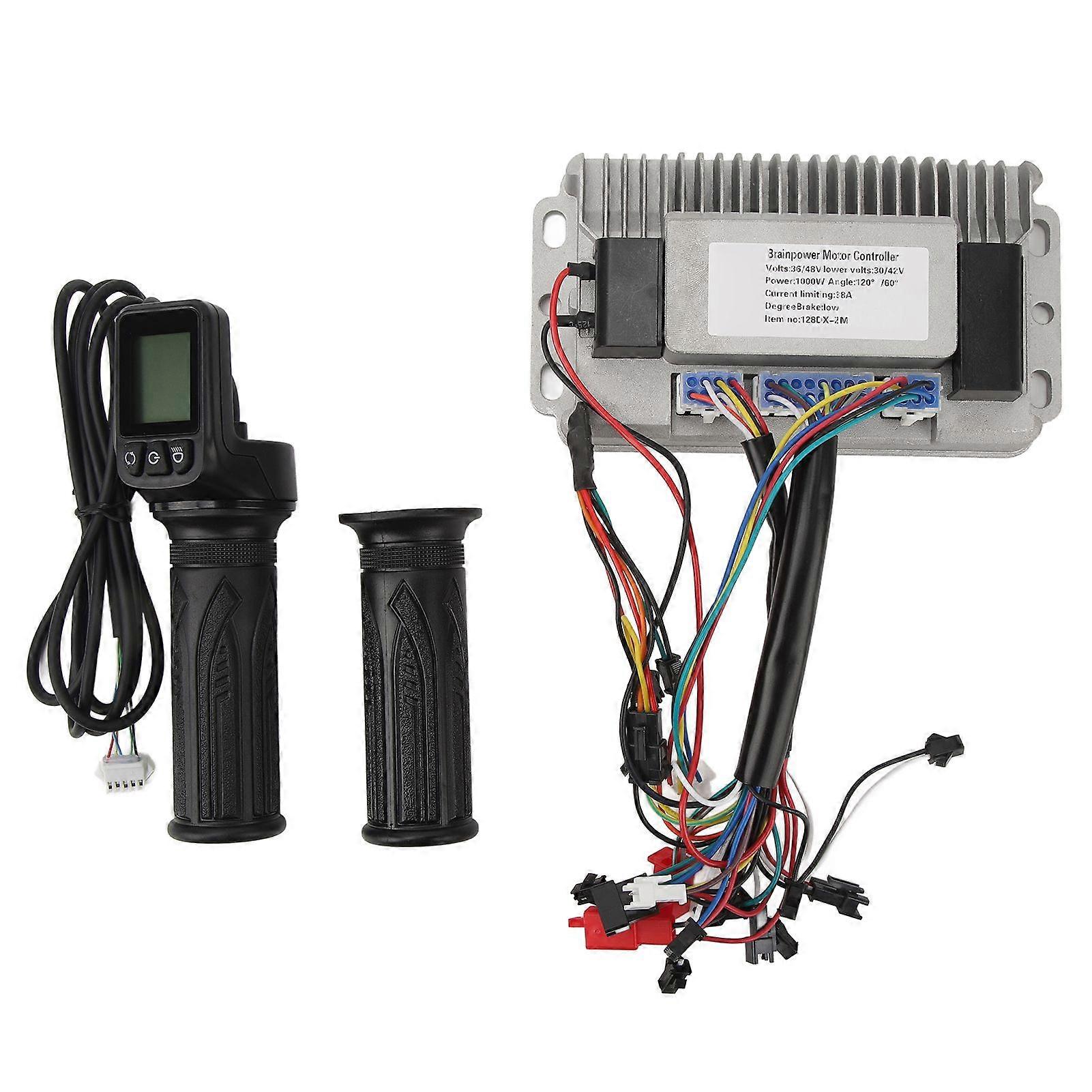 Controller LCD Throttle Handle Kit 36V 48V 1000W 38A Cast Aluminum Bicycle Motor Controller Full Throttle Grip with LCD Kit