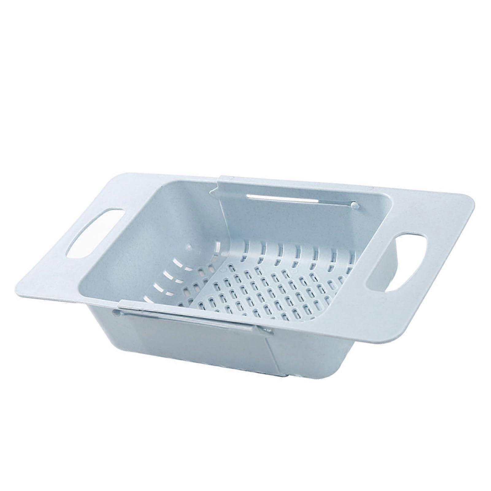 Colander Strainer Basket Stretchable Design with Drain Function for Kitchen Sink Storage - Blue Color