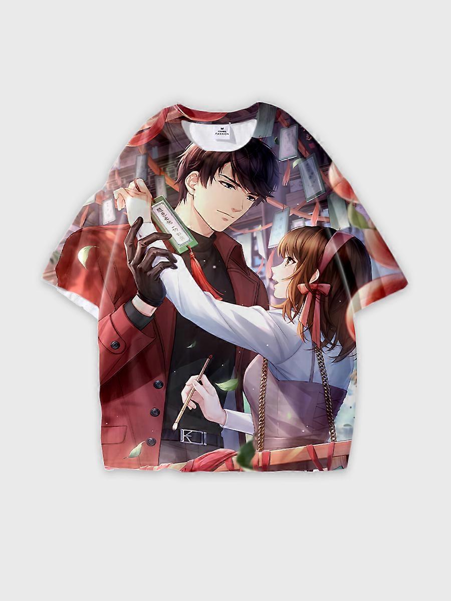 T-shirt round neck Role Pattern loose short sleeve E2414