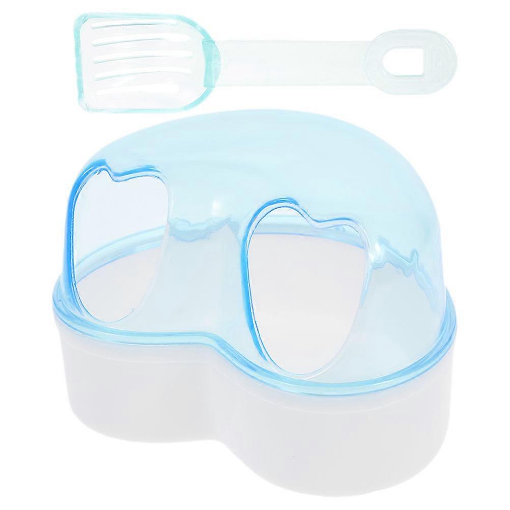 Sky Blue Plastic Hamster Sand Bath Container Durable MultiUse Bath Box for Small Pets 10.5 x 10.5 x 6.5 cm