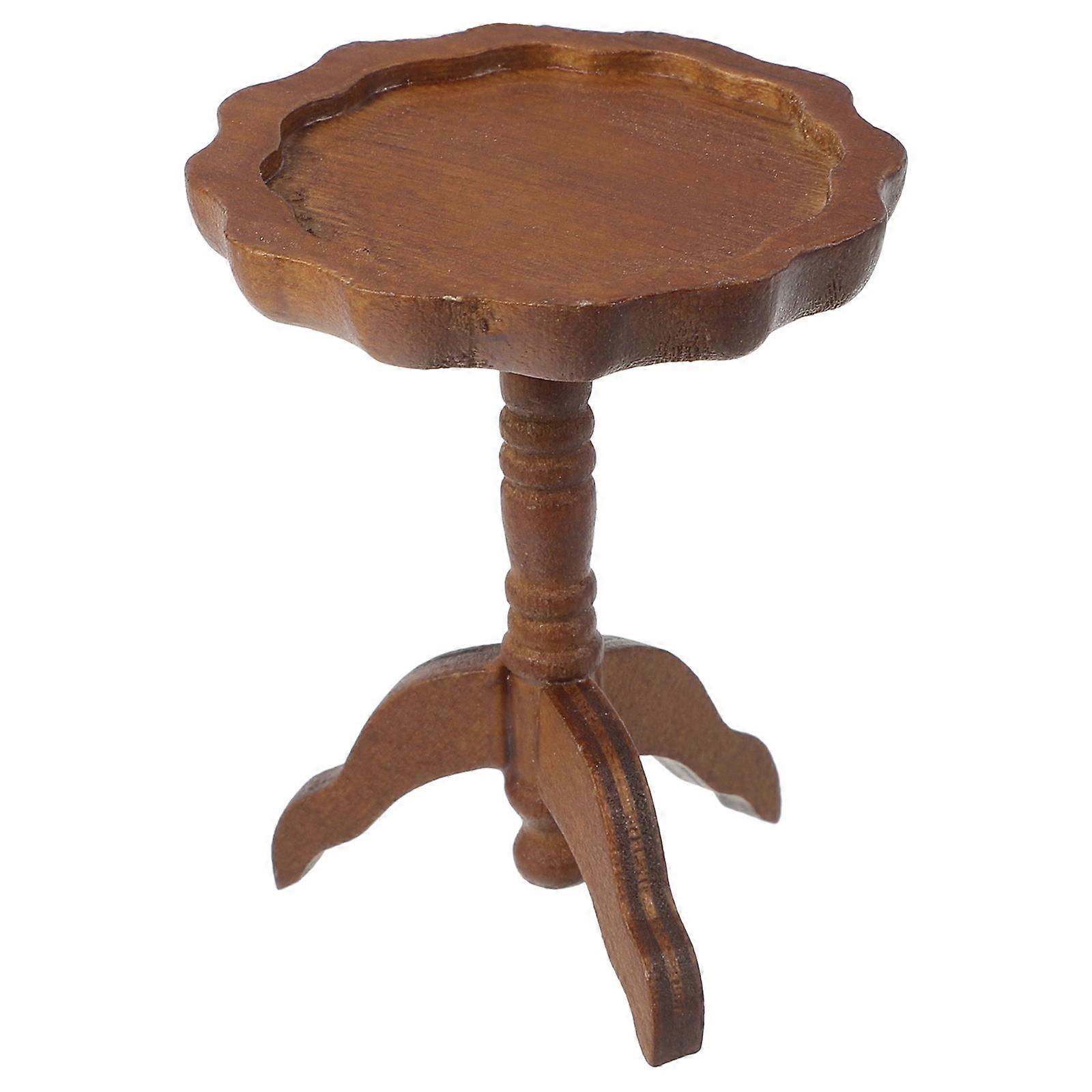 Coffee Wooden Miniature Table for Doll House Decor 1:12 Scale Living Room Accessory