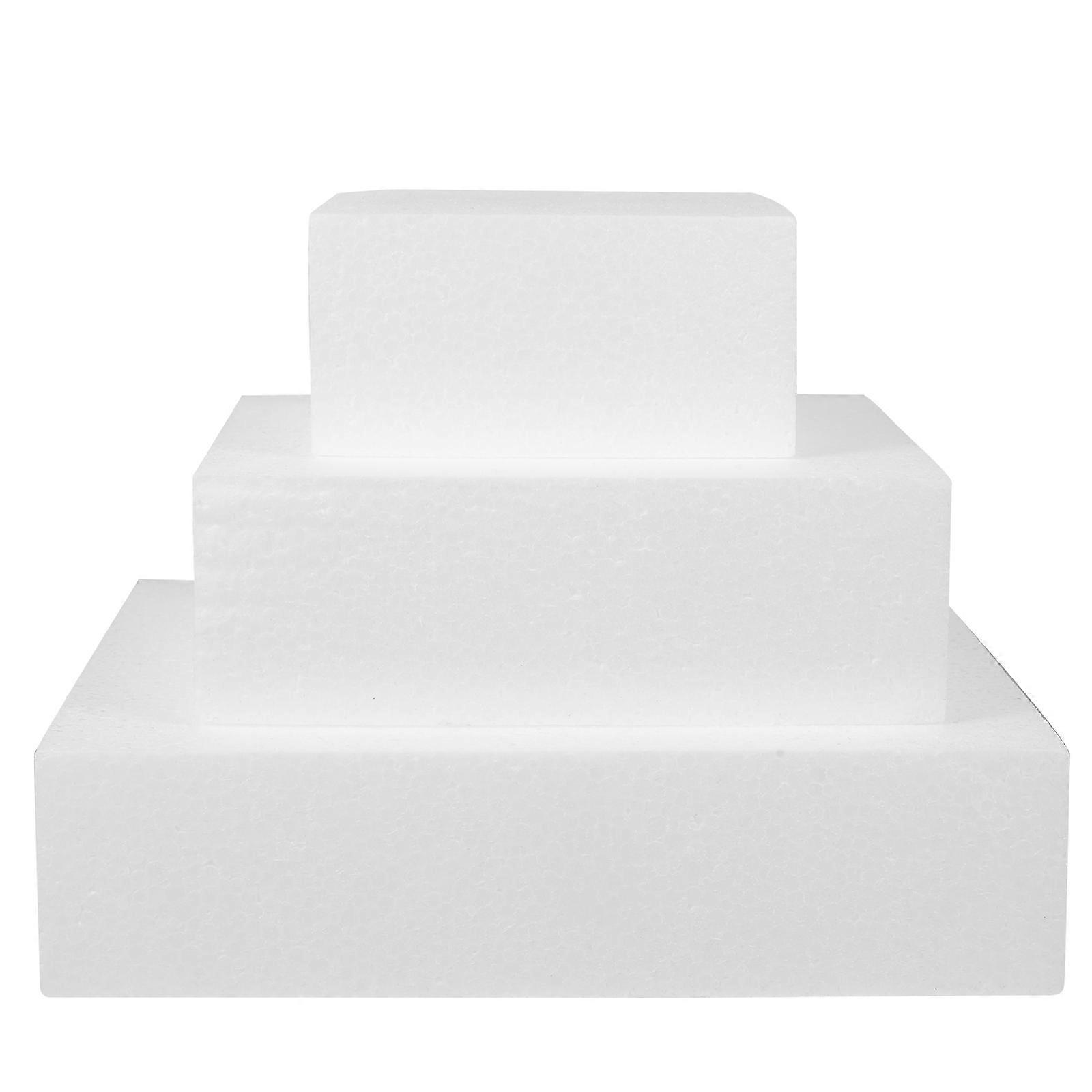Foam Cake Dummies for DIY Use White Creative Cubic Shaped Decorative Model 3Pcs
