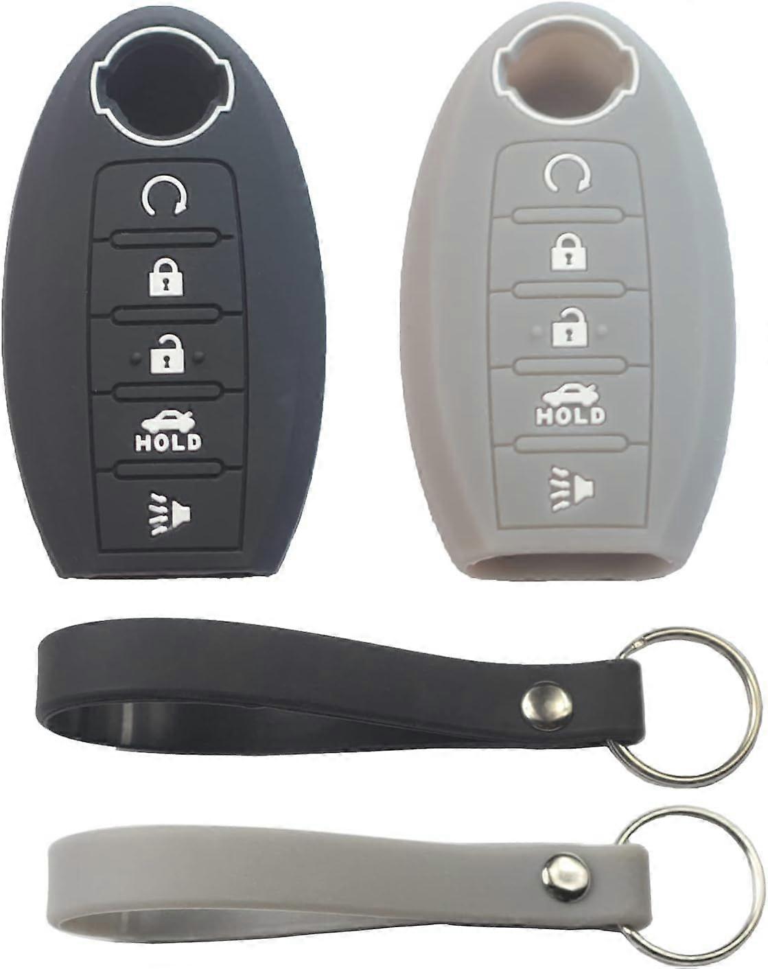 2025 Newest 2pcs Rubber Silicone 5 Button Smart Key Fob Protective Case Shell