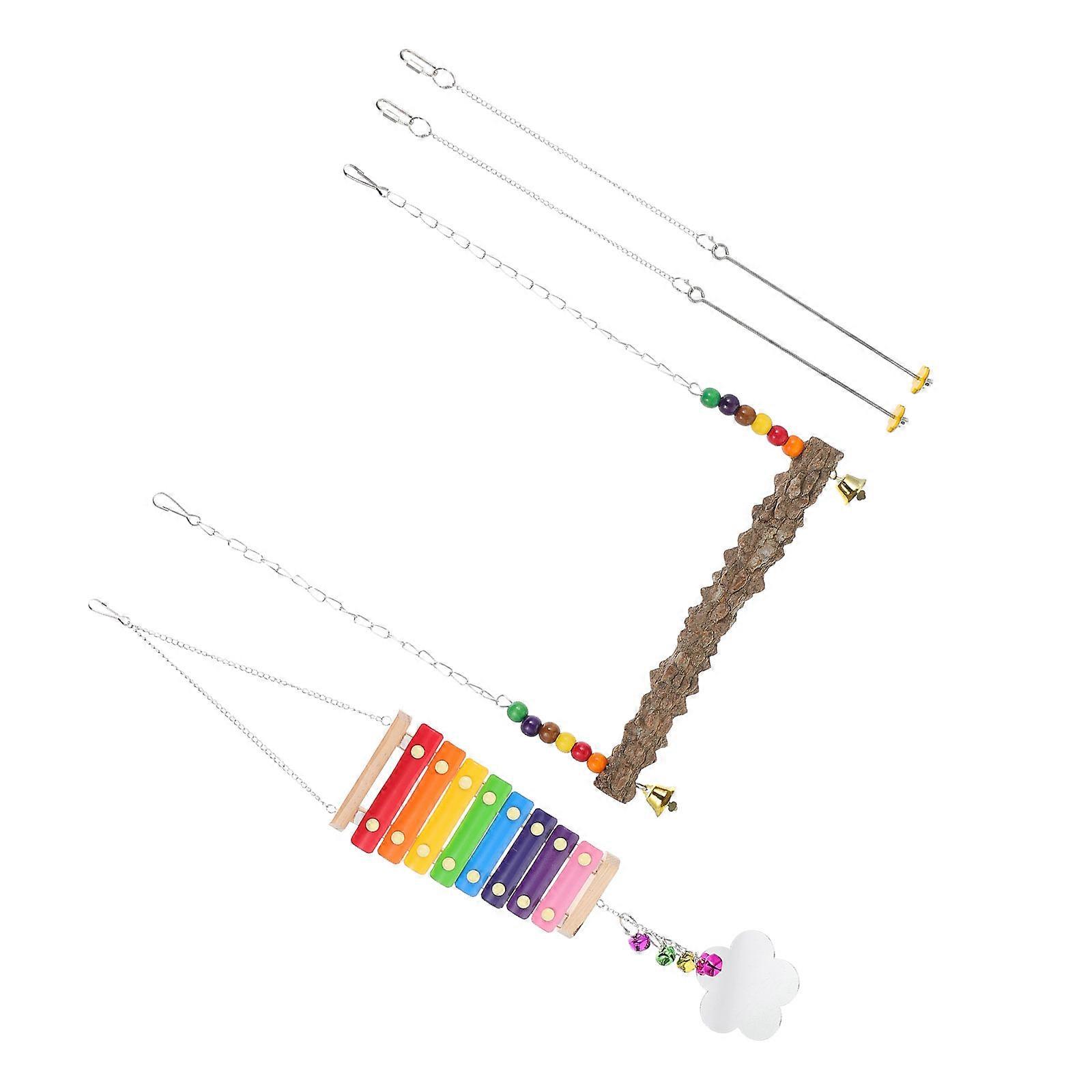 Natural Durable Bird Perch Swing Kit for Parrot Cage – Ideal for Exercising and Entertaining Parrots, Budgies, and Cockatiels