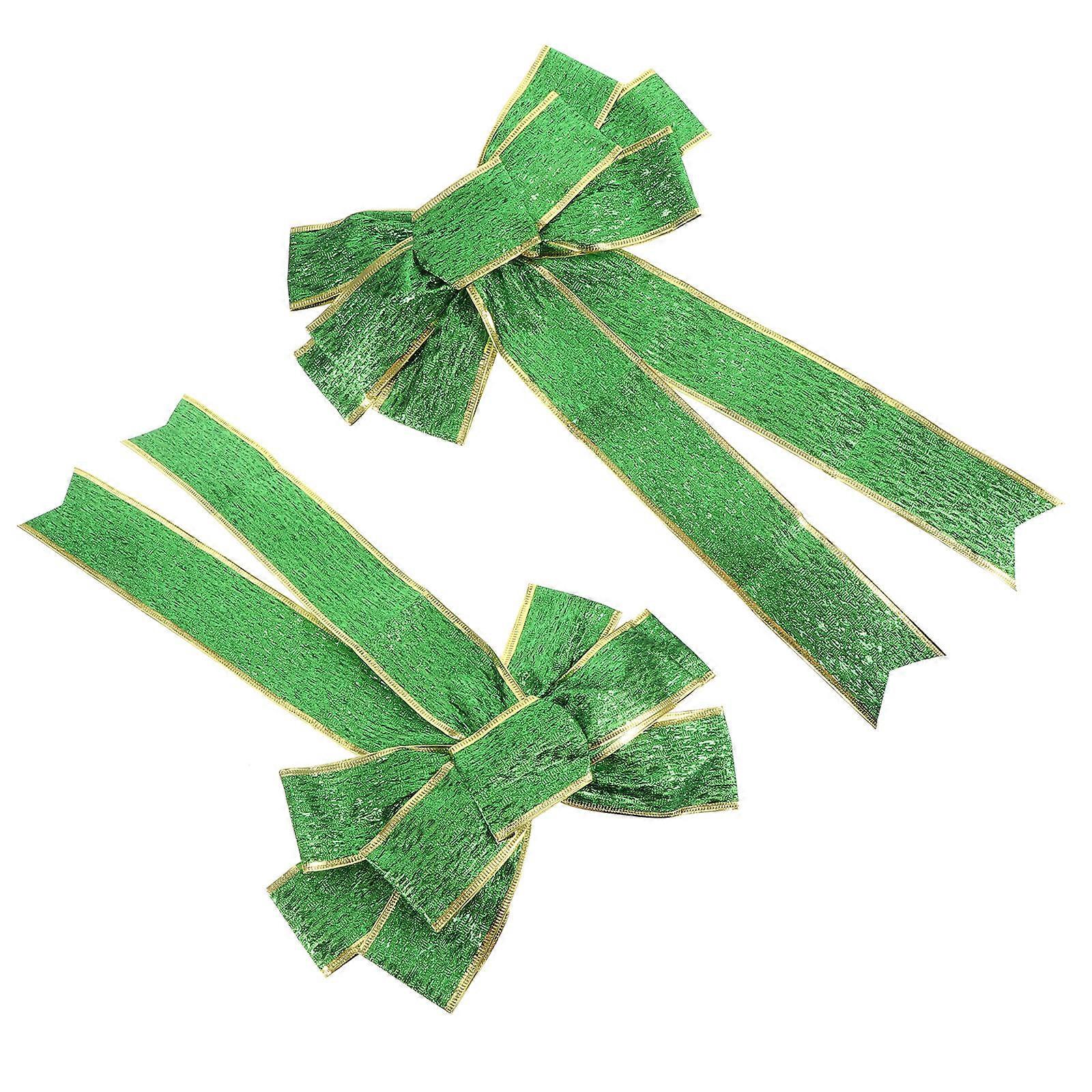 Cloth Green Bowknot 2Pcs Decorative Adorn For Patrick's Day Theme Party With 35X24CM Size