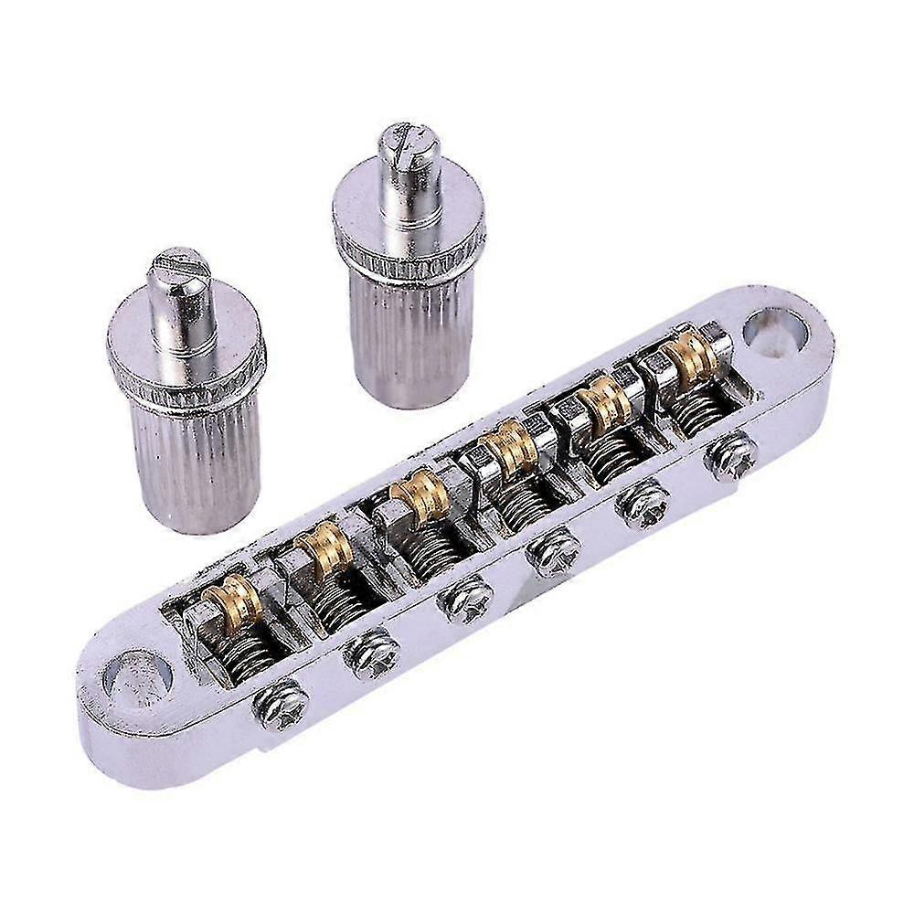 2025 1 Set Of 6 Strings Guitar Tune-o-matic Bridge And Tailpiece With Posts For Electric Guitar,silver