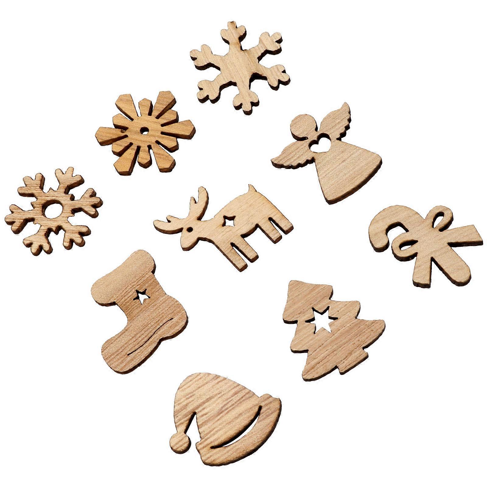 Retro Style Wood Crafts 100 Pcs Assorted Color Christmas Decorations For Artists And