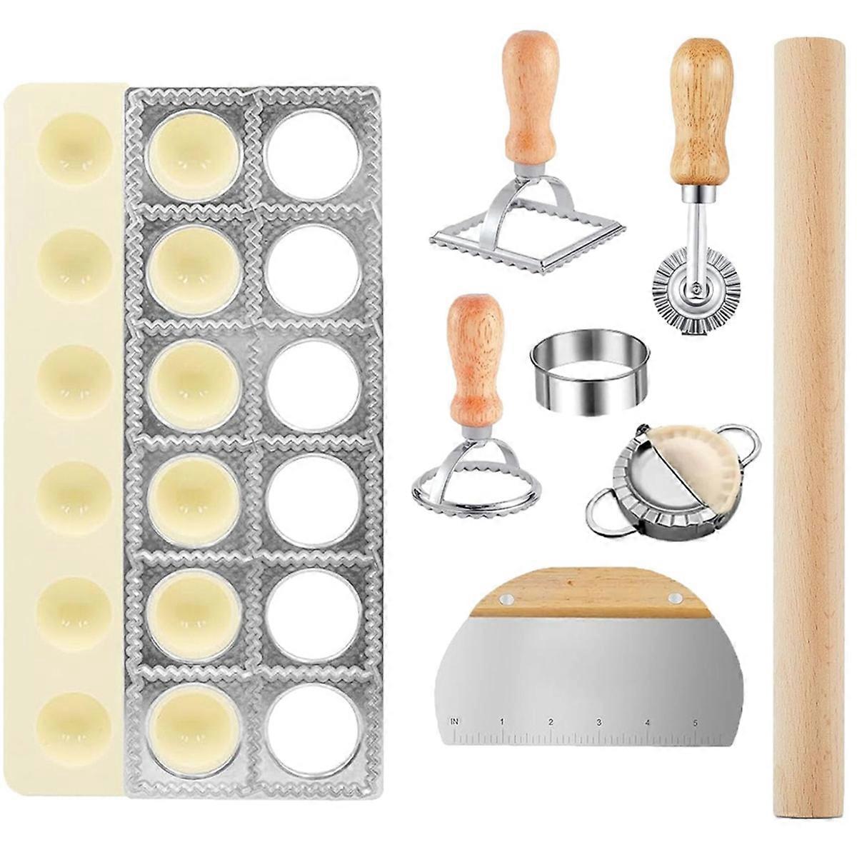 8 pcs ensemble de moules à raviolis comprend une machine à raviolis, pâte