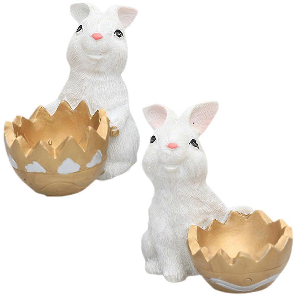 Bunny Table Decor Resin Material Indoor Use 9X8cm Strong 1Pair