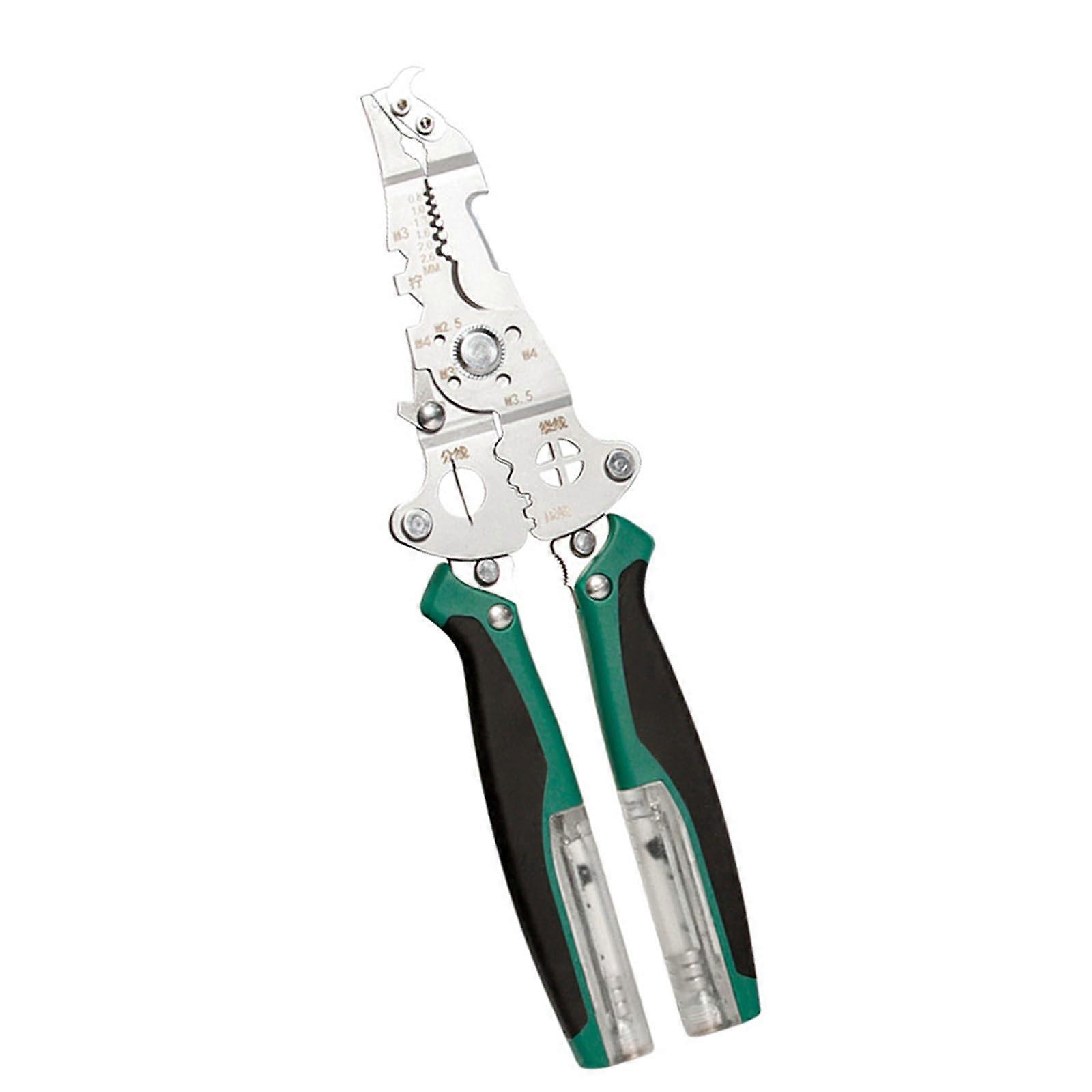 11 In 1 Folding Wire Stripper with Voltage Measurement, Ergonomic Design, Adjustable Blade, and Durable Construction