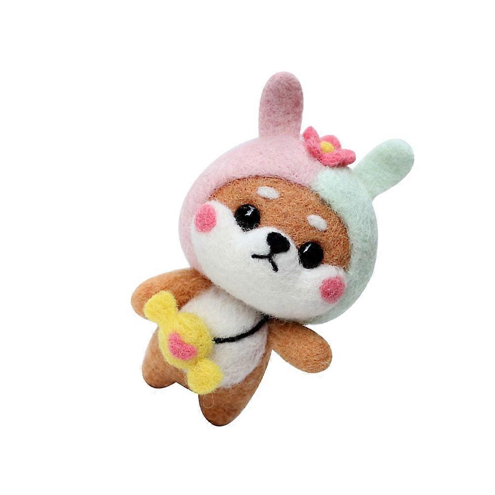 DIY Needle Felting Kit for Kids and Beginners with Synthetic Material and MultiColored Accessories 7 Inch Dog Plush Doll Craft