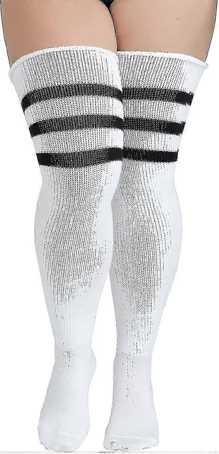 Plus Size Thigh High Socks Striped Over Knee High Socks Thick Extra Wide Long