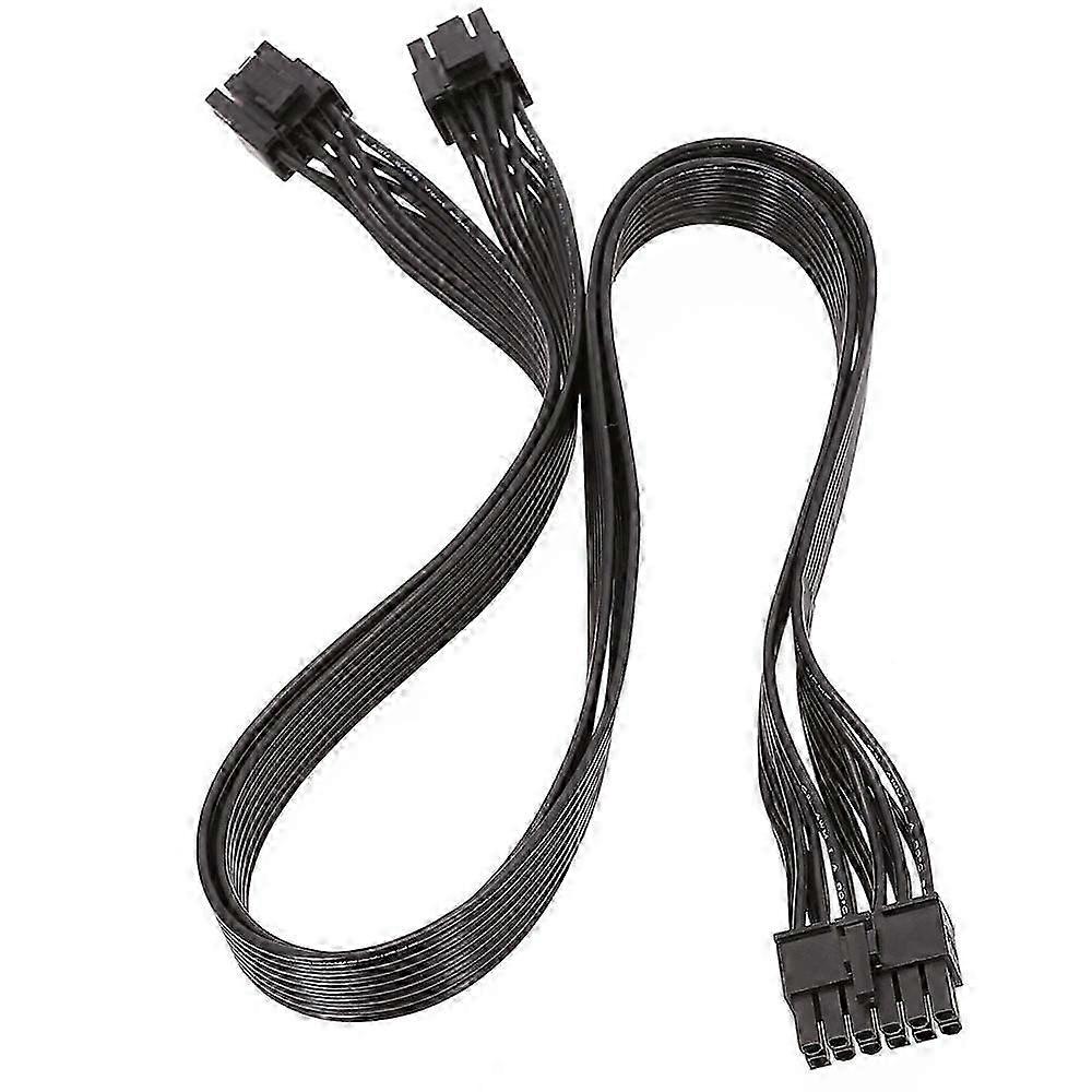 Modular 12Pin to Dual 8Pin PCIe GPU Power Cable, 60cm Adapter for PC PSU Connection