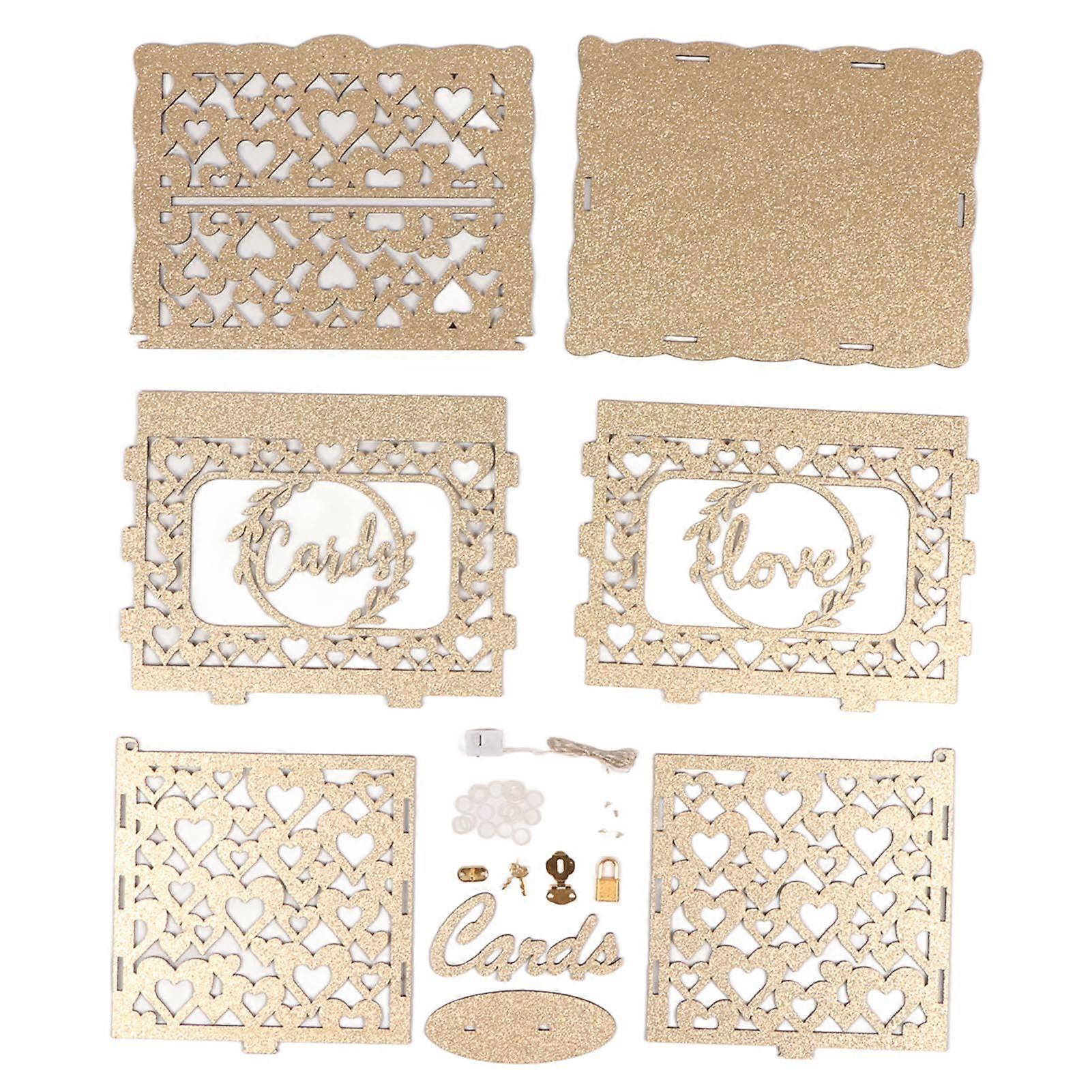 Elegant LED Wooden Wedding Card Box - Simple Assembly for Reception Decor