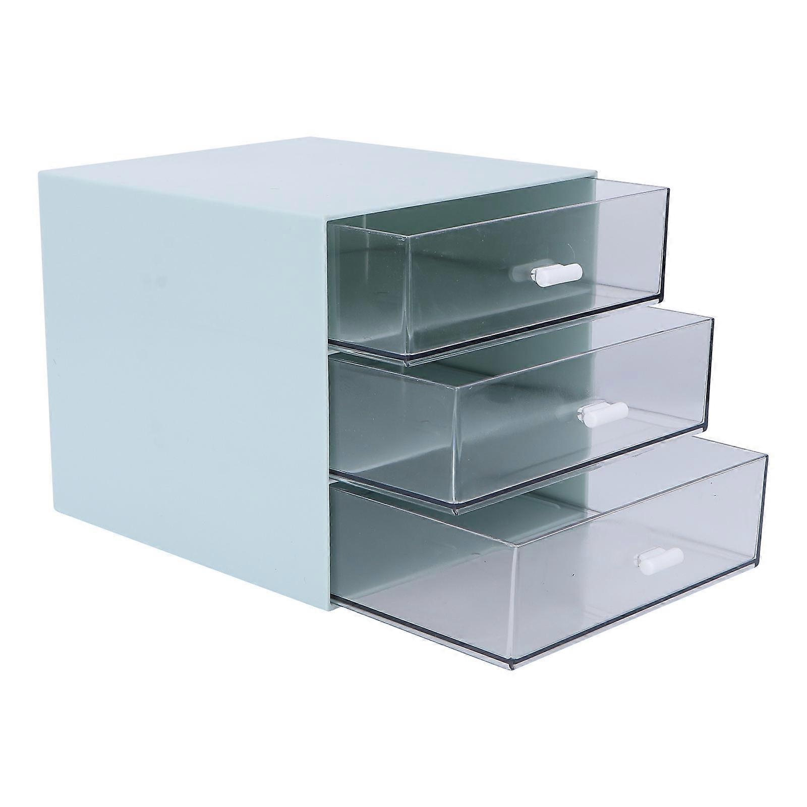 Desktop Storage Organizer Multi-Layer Structure Rectangular Design For Home Use Blue Storage Box 1Pack