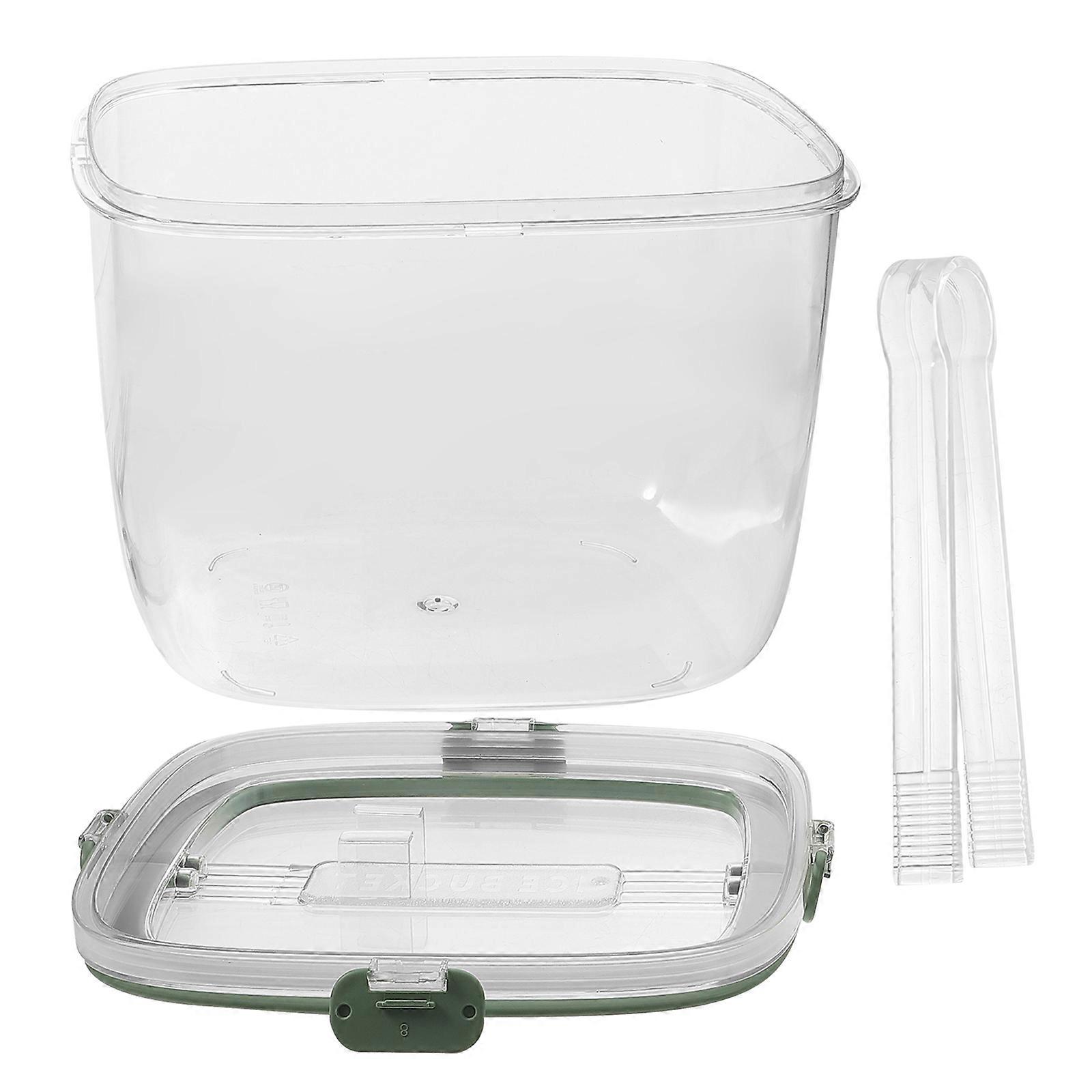 Portable Ice Bucket with Lid and Tong for Storage Made of PP Green Multipurpose for Home and Parties 1 Set