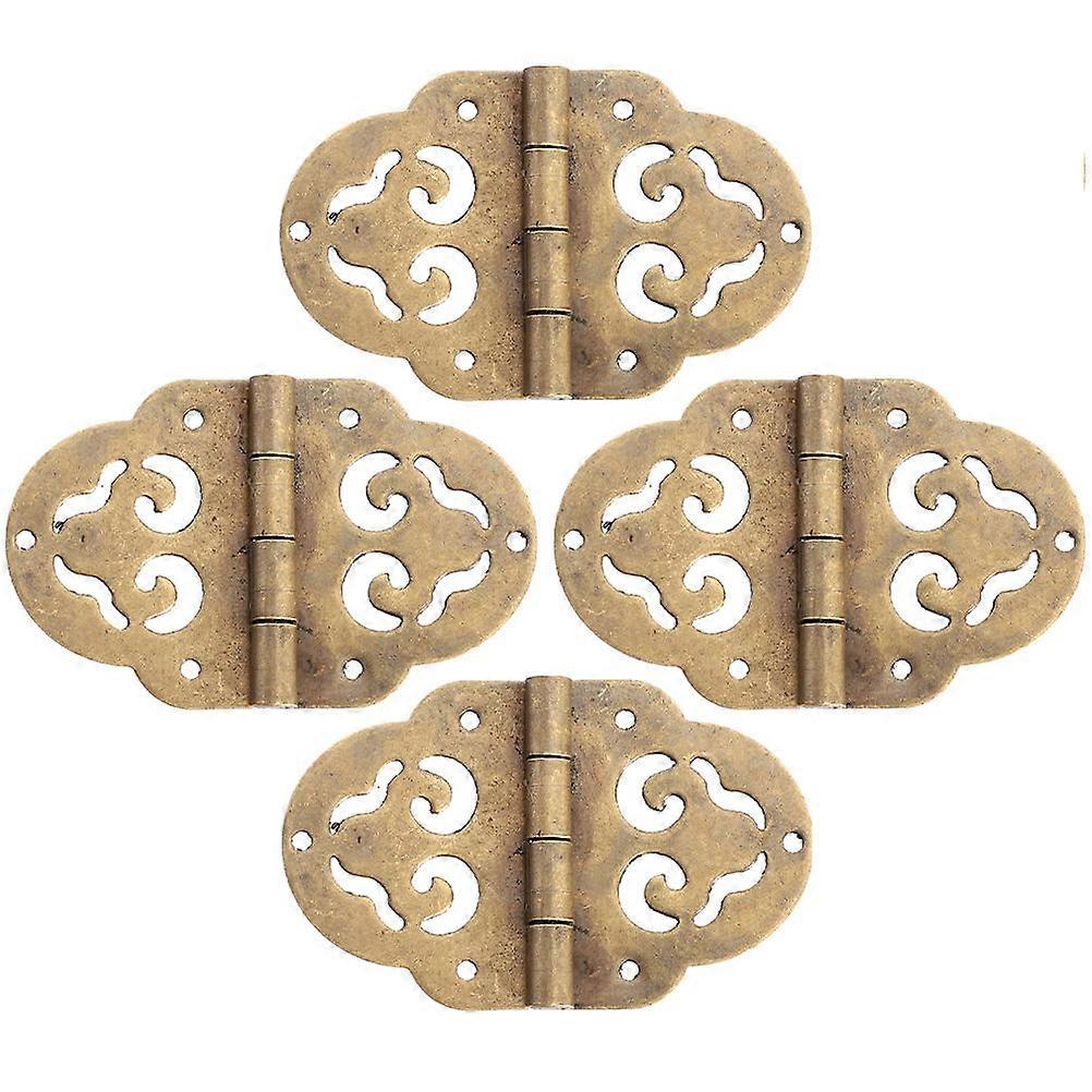 4pcs Mini Copper Retro Hinges for Wooden Jewelry Boxes – Rustic Small Box Hinges with Stable Structure, Easy Open & Close for Craft Cases and