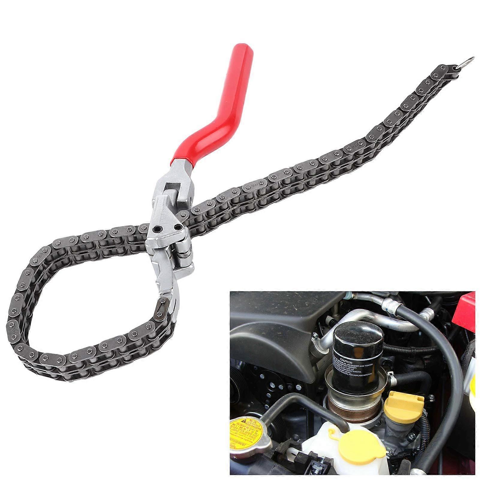 Oil Filter Wrench with 13.8in Long Handle, 52cm Chain, Durable Tool for Auto Repair and Maintenance
