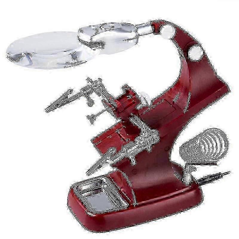 Suporte de ferro de solda de precisão com lupa LED para eletrônicos e joias