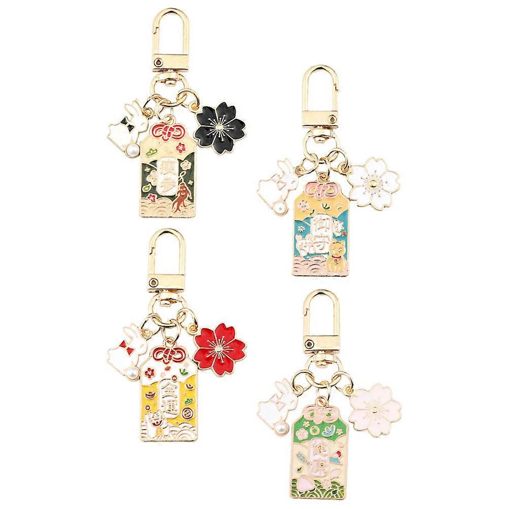 Decorative Key Rings 16 Pcs Japanese Style Cherry Blossoms Keychains Ideal For Daily Use New Year Christmas Assorted Color
