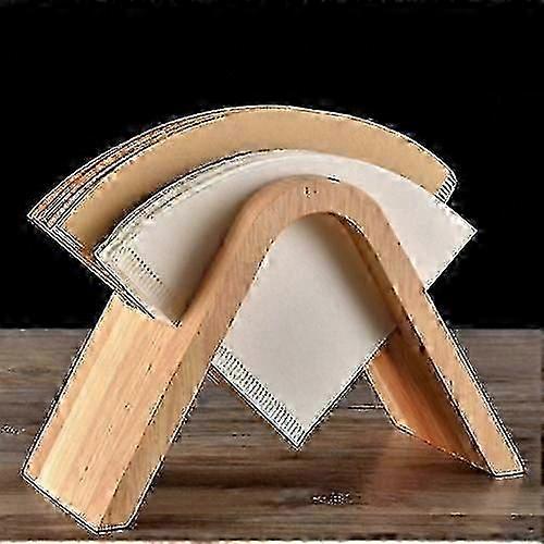 Wooden V-Shaped Coffee Filter Paper Holder Stand Storage Rack Display Organizer Box
